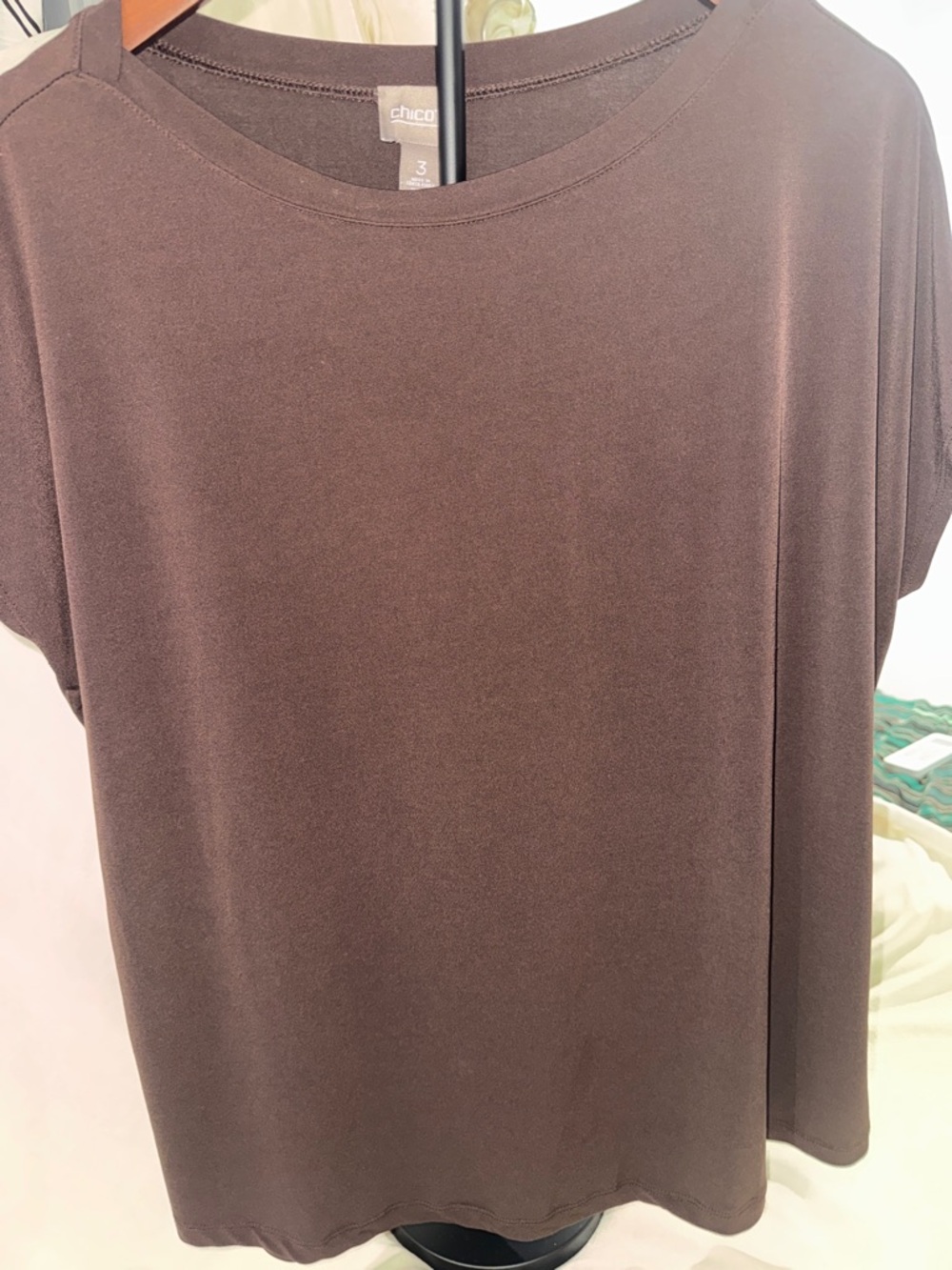 Chico's Chocolate Brown Short Sleeve Crew Top